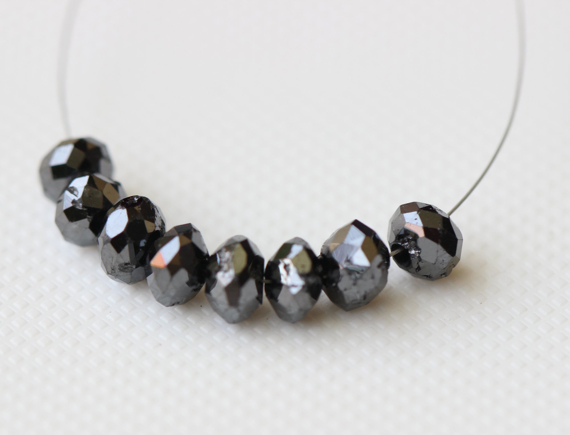 Black Diamond Beads Faceted Diamond Rondelle Bead For Chain, Necklace, Pendant, Black Loose Diamonds 4-4.5mm (1pc To 2pc Options) - Pdd500