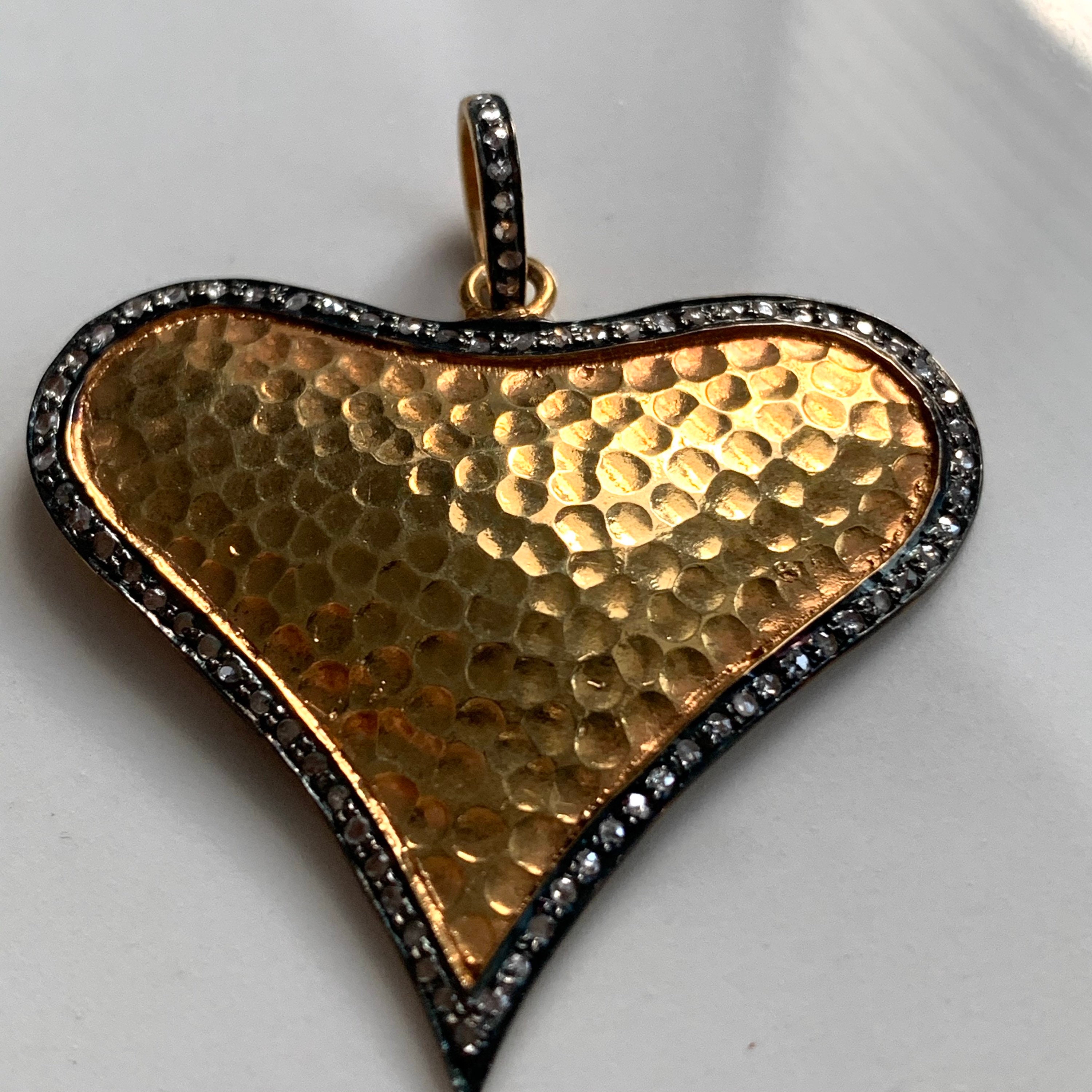 Gorgeous Vermeil Heart Pendant With Diamonds