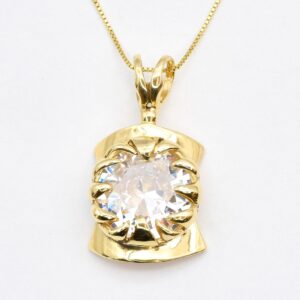 Large Diamond Pendant, Created Diamond, Gold Diamond Necklace, Vintage Statement Necklace, Claw Diamond Pendant, For Her, Rare By Adina