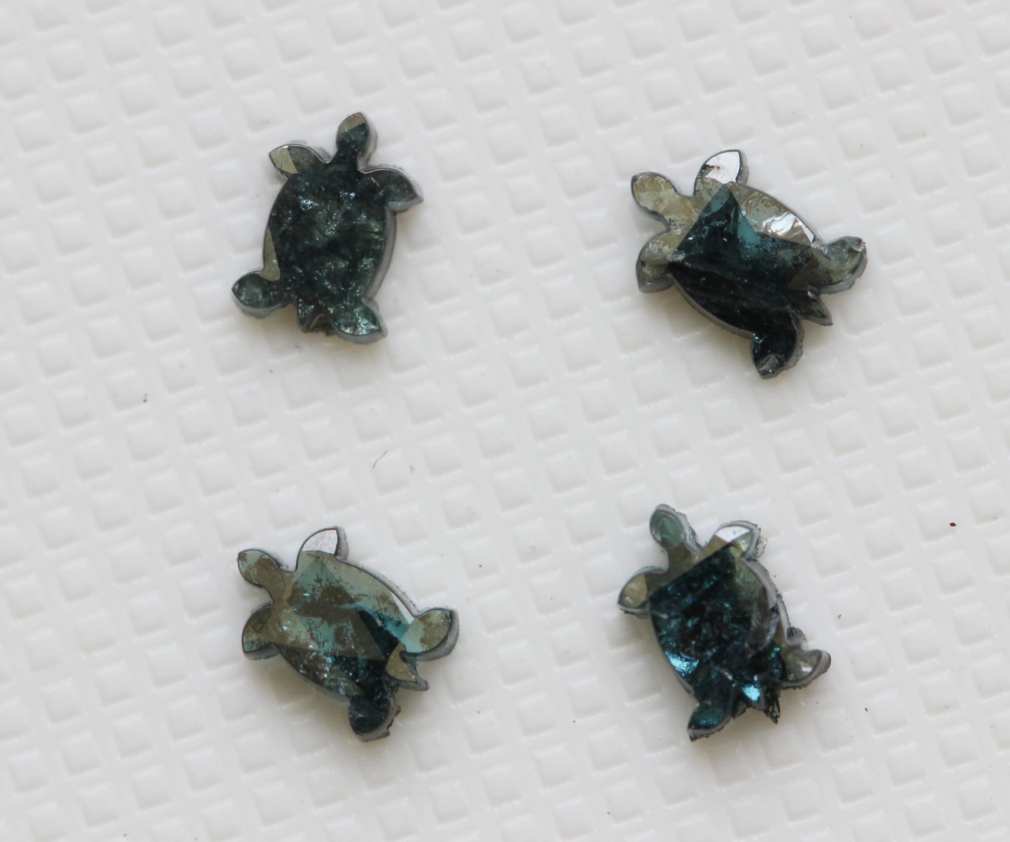Rare Blue Tortoise Cut Polished Diamond Slice Loose Fancy Turtle Cut Diamond For Special Diamond Pendant Jewelry For Her One Of Kind Jewelry