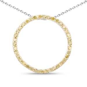 Yellow Diamond Pendant, Sterling Silver Yellow Diamond Slide Pendant Necklace For Women, April Birthstone Pendant, Gift For Wife