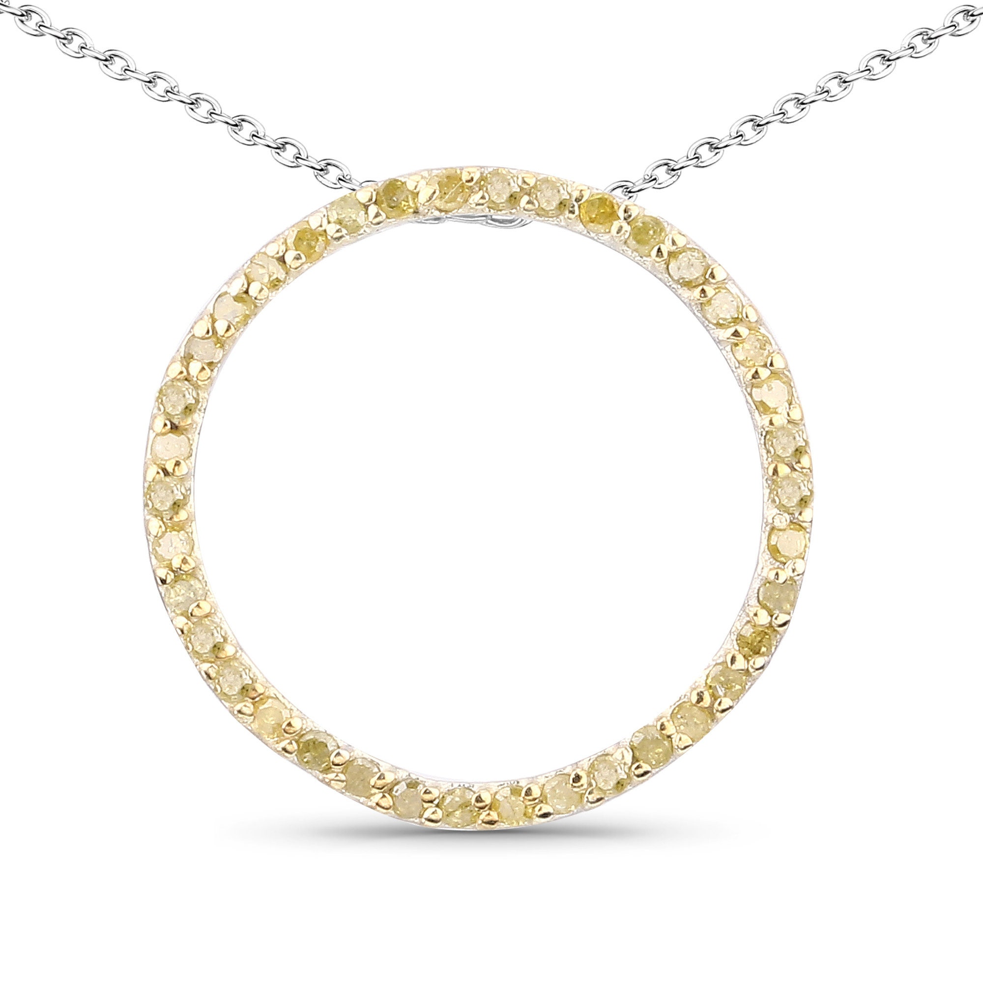 Yellow Diamond Pendant, Sterling Silver Yellow Diamond Slide Pendant Necklace For Women, April Birthstone Pendant, Gift For Wife
