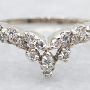 14K White Gold Diamond Pointed Wedding Guard Band