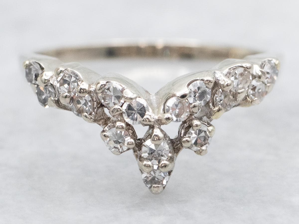 14k White Gold Diamond Pointed Wedding Guard Band 14k White Gold Diamond Pointed Wedding Guard Band