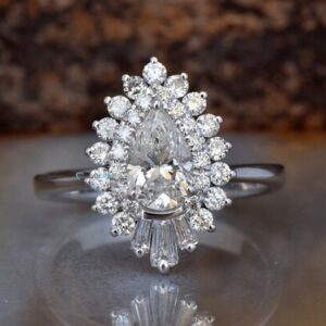1 1/2 Carat Diamond Engagement Ring Vintage-14k Gold-promise Ring-pear Cut Ring-baguette Diamond Ring-art Deco Ring-princess Ring Vintage 1 1/2 Carat Diamond Engagement Ring Vintage-14k Gold-promise Ring-pear Cut Ring-baguette Diamond Ring-art Deco Ring-princess Ring Vintage