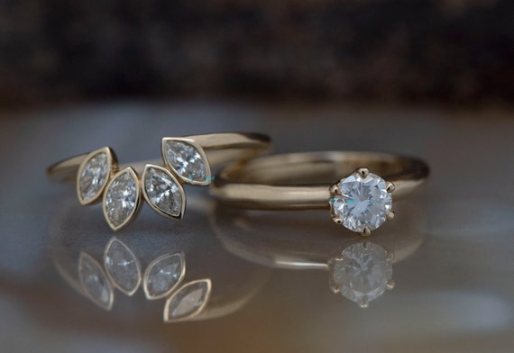 1.40 Ct Diamond Ring-matching Rings-bridal Ring Set-cluster Wedding Set-bridal Ring Sets Art Deco-4 Prong Engagement-gold Solitaire Ring 1.40 Ct Diamond Ring-matching Rings-bridal Ring Set-cluster Wedding Set-bridal Ring Sets Art Deco-4 Prong Engagement-gold Solitaire Ring