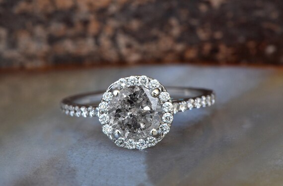 1.5 Carat Diamond Ring-salt And Pepper Diamond Engagement Ring-vintage Ring-salt And Pepper Engagement Ring-grey Diamond-salt Pepper Ring 1.5 Carat Diamond Ring-salt And Pepper Diamond Engagement Ring-vintage Ring-salt And Pepper Engagement Ring-grey Diamond-salt Pepper Ring