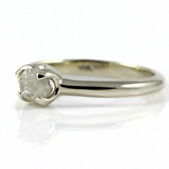 14k Gold Diamond Engagement Ring - Simple Ring With White Raw Rough Diamond - Wedding Ring - Natural Conflict Free Unfinished Diamond 14k Gold Diamond Engagement Ring - Simple Ring With White Raw Rough Diamond - Wedding Ring - Natural Conflict Free Unfinished Diamond