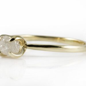 14K Yellow Gold Rough Diamond Ring - Raw Unfinished Diamond Conflict Free True White Diamond - Engagement Ring, Solitaire 14K Yellow Gold Rough Diamond Ring - Raw Unfinished Diamond Conflict Free True White Diamond - Engagement Ring, Solitaire