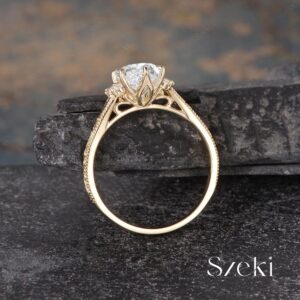 2 Carat Marquise Lab Grown Diamond Engagement Ring Yellow Gold Tulip Cathedral Ring Engraving Ring Igi Certified Ring Promise Ring For Women
