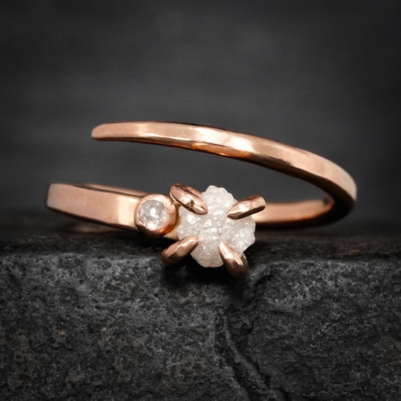 White Diamond Horseshoe Nail Ring. Rustic Alternative Uncut And Rose Cut Natural Diamond Engagement Ring White Diamond Horseshoe Nail Ring. Rustic Alternative Uncut And Rose Cut Natural Diamond Engagement Ring
