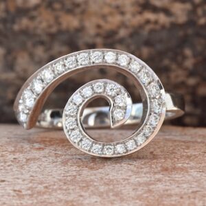 Art deco rings white gold-14K White Gold Diamond Ring-Eternity band-Wave Ring-Ocean wave ring-Stackable Rings-Multistone ring-Promise ring