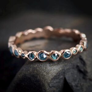 Blue Diamond Eternity Band Ring. Rose Cut Random Size Round Greenish Blue Diamond Eternity Pebble Wedding Stacking Ring Blue Diamond Eternity Band Ring. Rose Cut Random Size Round Greenish Blue Diamond Eternity Pebble Wedding Stacking Ring