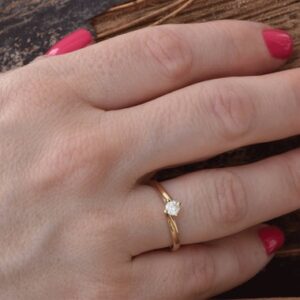 Classic Elegant Solid Gold Solitaire 0.2 Carat Natural Diamond Engagement Ring, Twist Diamond Engagement Ring, Fancy Diamond Jewelry Classic Elegant Solid Gold Solitaire 0.2 Carat Natural Diamond Engagement Ring, Twist Diamond Engagement Ring, Fancy Diamond Jewelry
