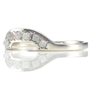Custom Wedding Band with White Raw Rough Diamonds - 14K White Gold Ring - Matching Band - Conflict Free Diamonds