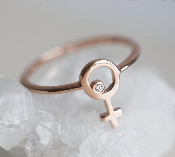 Diamond Feminist Symbol Ring • 14k/18k Gold Or Platinum • Minimalist Promise Ring • Dainty Diamond Ring • Gift For Her
