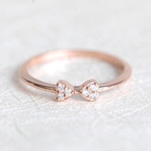 Gold Ring • Diamond Bow Band • Minimalist Stacking Ring • Fine Jewelry • Promise Ring Gold Ring • Diamond Bow Band • Minimalist Stacking Ring • Fine Jewelry • Promise Ring