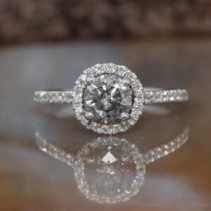 Luxurious Vintage Style 2 Carat Gray Diamond Ring, Stunning Salt And Pepper Diamond Engagement Ring, Alternative Promise Ring, Anniversary Luxurious Vintage Style 2 Carat Gray Diamond Ring, Stunning Salt And Pepper Diamond Engagement Ring, Alternative Promise Ring, Anniversary
