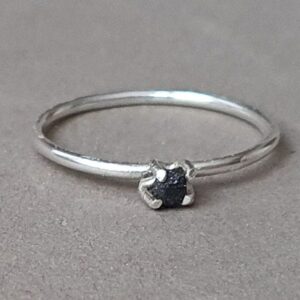 Raw Black Diamond Sterling Silver Stacking Ring: Minimalist Jewelry