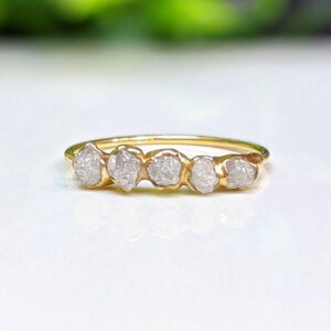 Raw Diamond Eternity Ring, Rough Diamond Engagement Ring, Multi-stone Wedding Ring, Unique Engagement Ring, Alternative Diamond Wedding Band