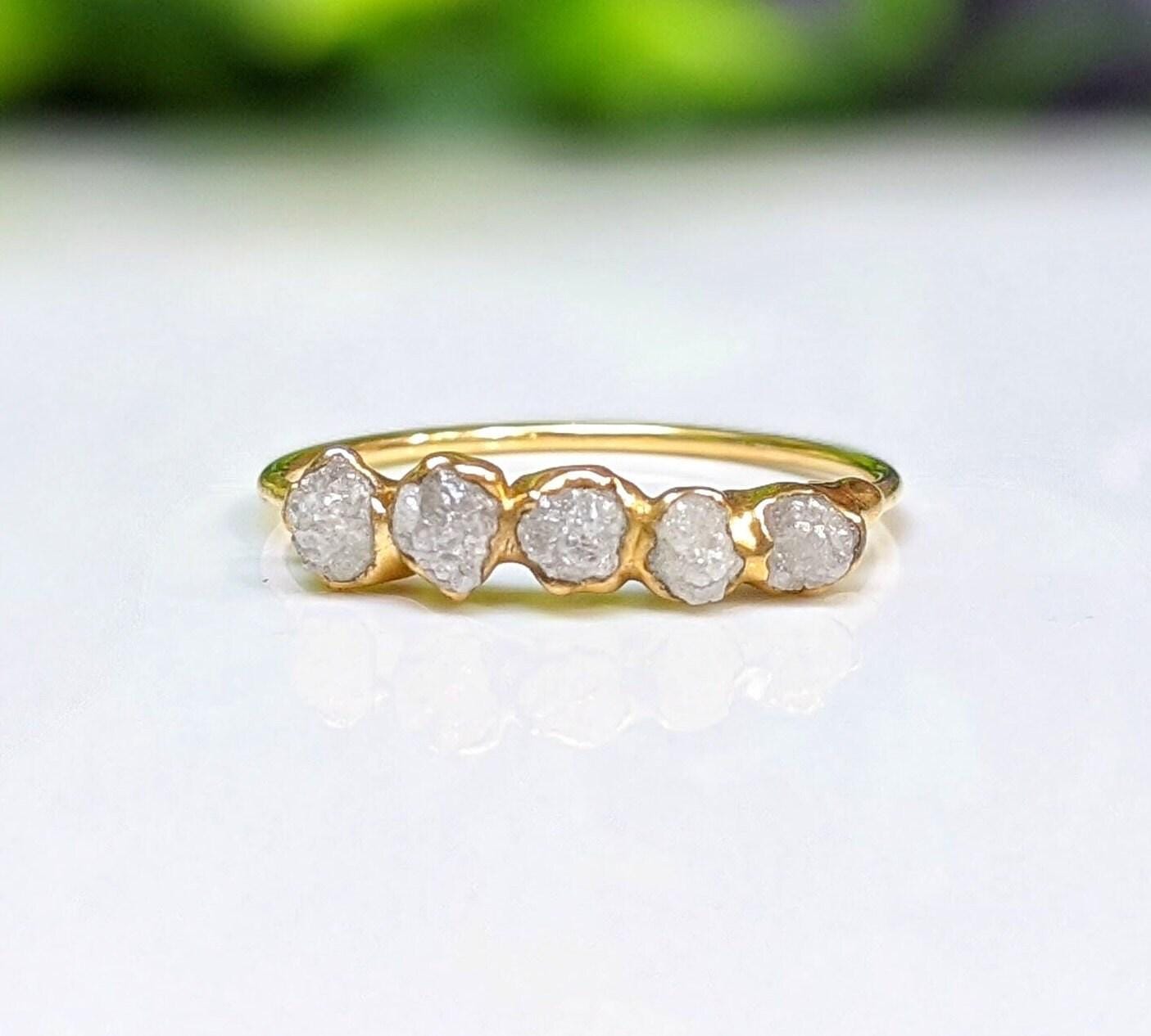 Raw Diamond Eternity Ring, Rough Diamond Engagement Ring, Multi-stone Wedding Ring, Unique Engagement Ring, Alternative Diamond Wedding Band Raw Diamond Eternity Ring, Rough Diamond Engagement Ring, Multi-stone Wedding Ring, Unique Engagement Ring, Alternative Diamond Wedding Band