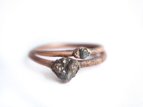 Raw Diamond Ring | Tiny Rough Diamond Engagement Ring | Tiny Diamond Ring | Conflict Free Diamond Ring | Ethical Engagement Ring