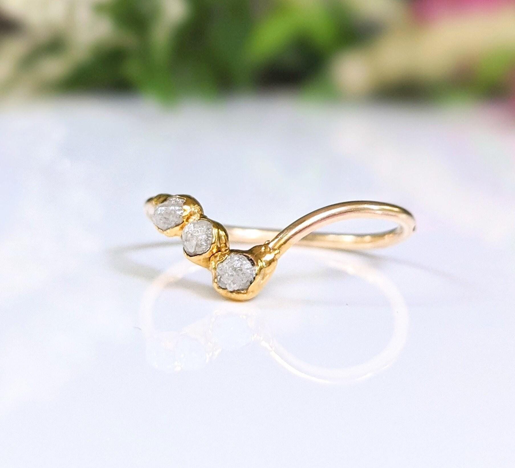 Raw Diamond Wedding Ring, V Shape Diamond Engagement Ring, Rough Diamond Chevron Wedding Ring, Unique Engagement Ring, Diamond Ring For Her Raw Diamond Wedding Ring, V Shape Diamond Engagement Ring, Rough Diamond Chevron Wedding Ring, Unique Engagement Ring, Diamond Ring For Her