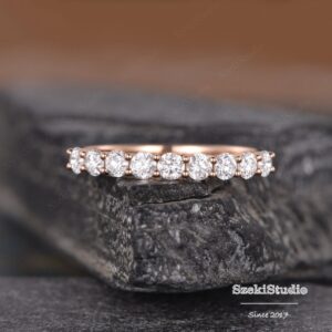 Rose Gold Wedding Band Women Lab Grown Diamond Wedding Band Stacking Matching Diamonds Wedding Ring Classic Perfect Wedding Band Promise