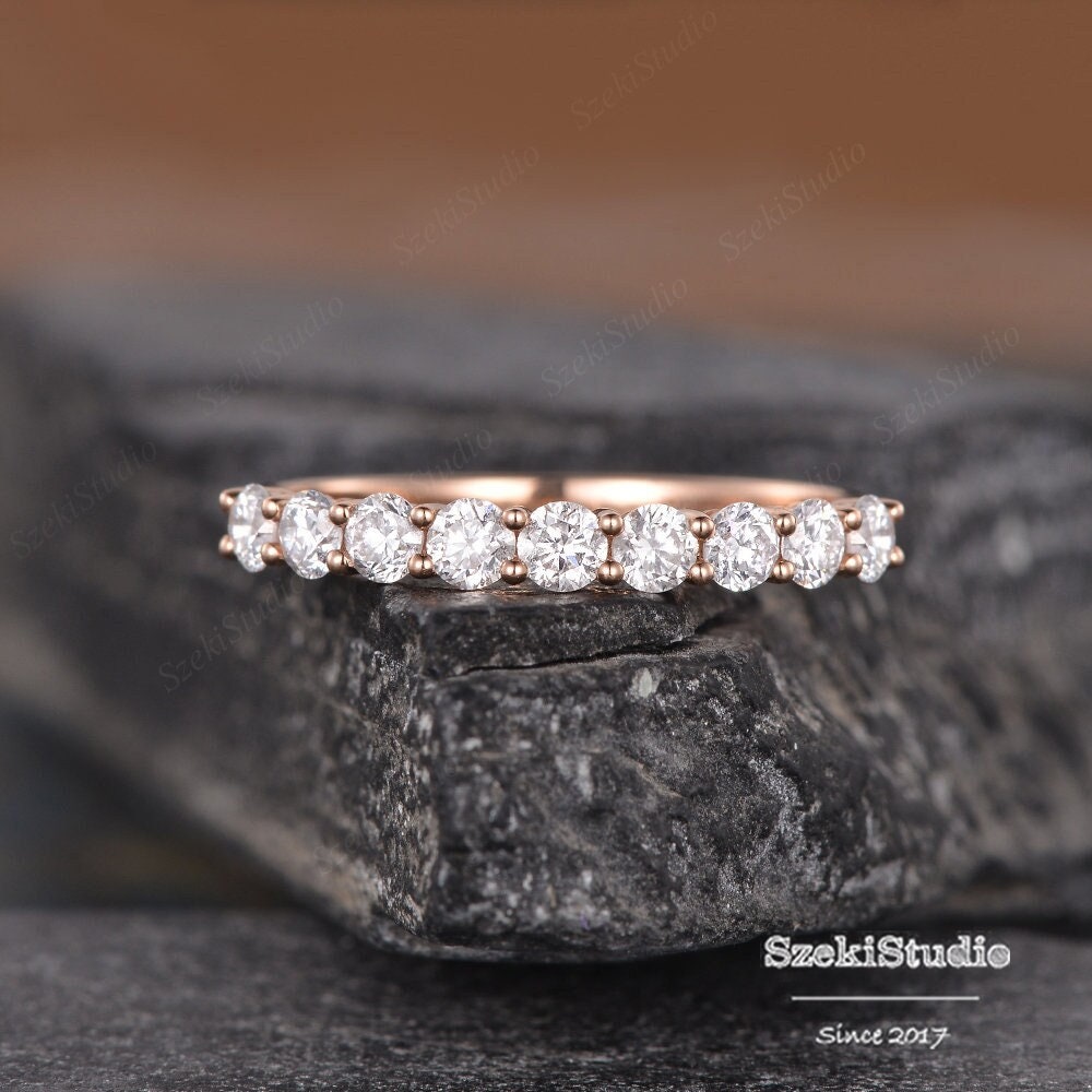 Rose Gold Wedding Band Women Lab Grown Diamond Wedding Band Stacking Matching Diamonds Wedding Ring Classic Perfect Wedding Band Promise