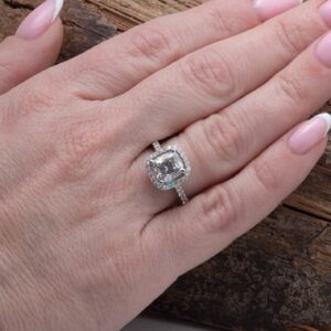 Square Halo Diamond Ring, Square Engagement Ring, Vintage Style Engagement Ring White Gold, Art Deco Diamond Jewelry, Slat And Pepper Ring Square Halo Diamond Ring, Square Engagement Ring, Vintage Style Engagement Ring White Gold, Art Deco Diamond Jewelry, Slat And Pepper Ring