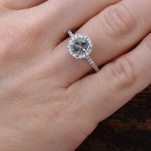 Unique And Stunning Halo 1 Carat Salt And Pepper Diamond Engagement Ring, Non Traditional Engagement Ring, Elegant Promise Ring, Wife Gift Unique And Stunning Halo 1 Carat Salt And Pepper Diamond Engagement Ring, Non Traditional Engagement Ring, Elegant Promise Ring, Wife Gift