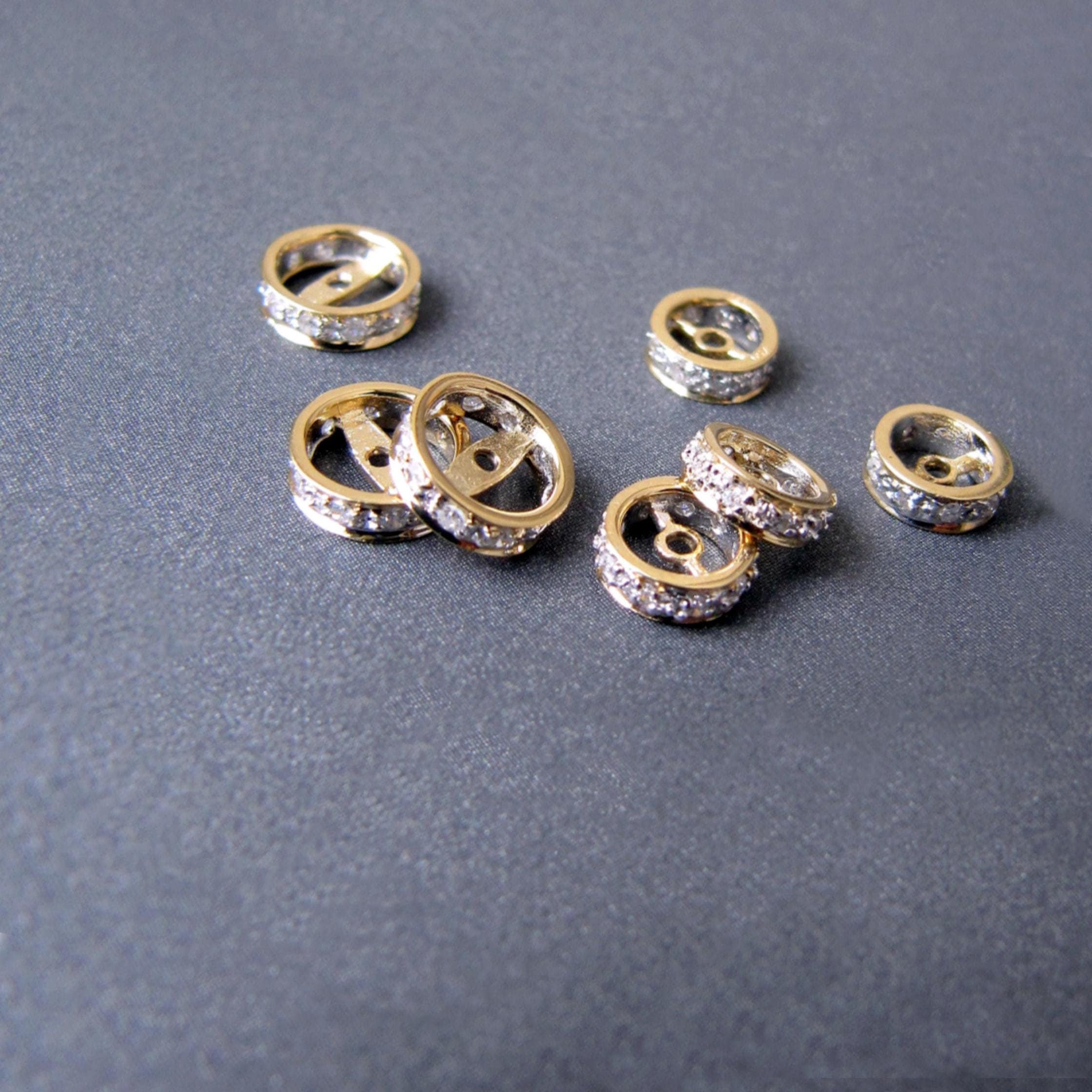14k Gold Diamond Rondelle Bead • 5x2mm 6x2mm 7x2mm • 0.85mm Hole • Yellow / Rose Solid 14 Carat Gold • Natural Diamonds