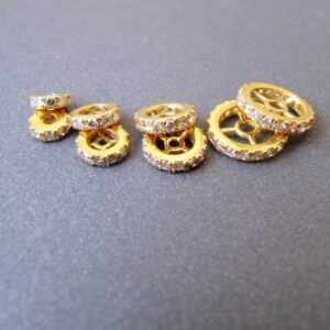 14k Gold Diamond Rondelle Bead • 4mm 5mm 6mm 8mm • Solid 14 Carat Gold • Natural Diamonds • Handmade