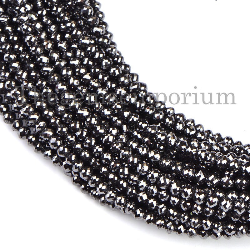 Aaa Natural Black Diamond Rondelle Beads, Loose Strand For Jewelry Making Aaa Natural Black Diamond Rondelle Beads, Loose Strand For Jewelry Making