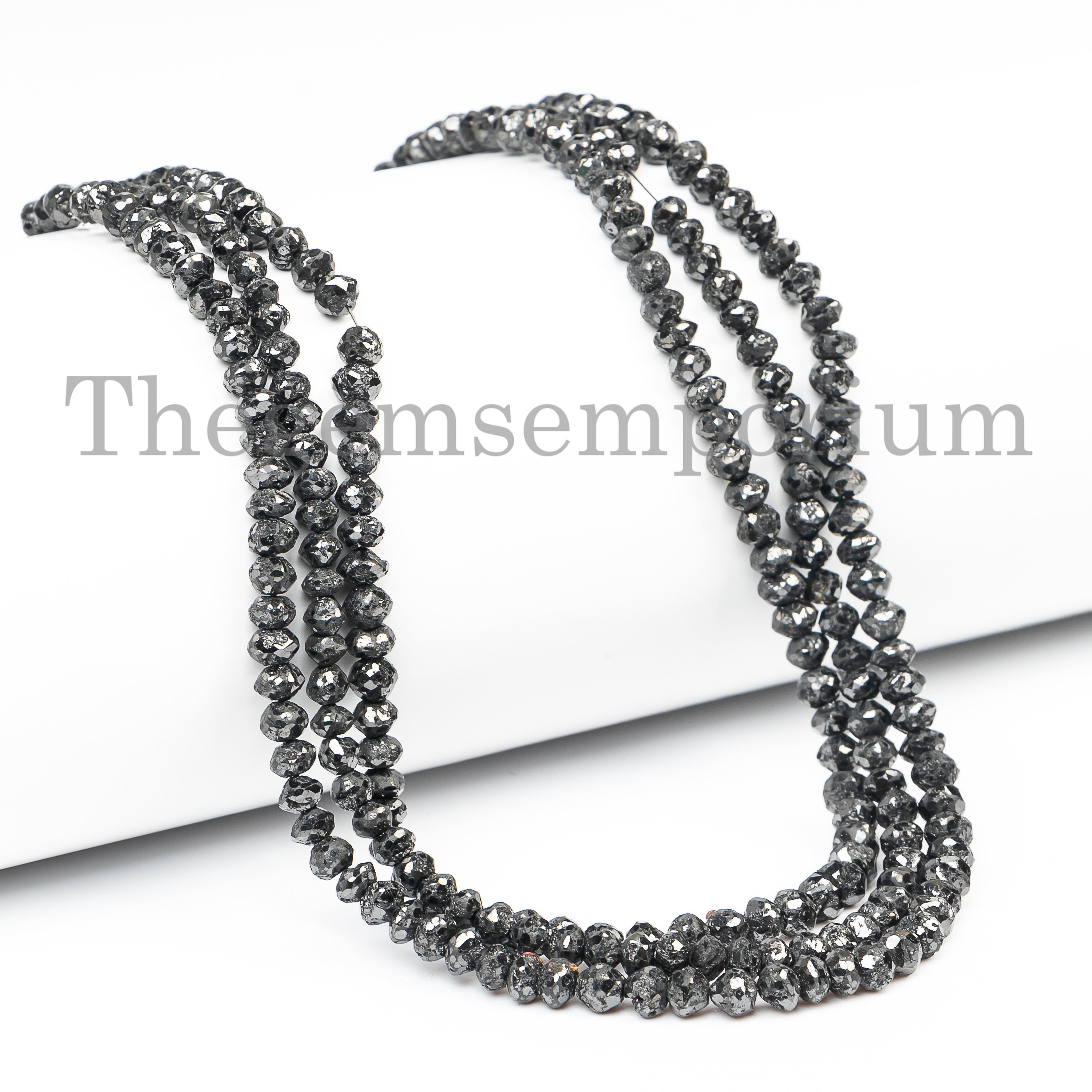 Black Diamond Rondelle Beads, 4-5.50mm Strand