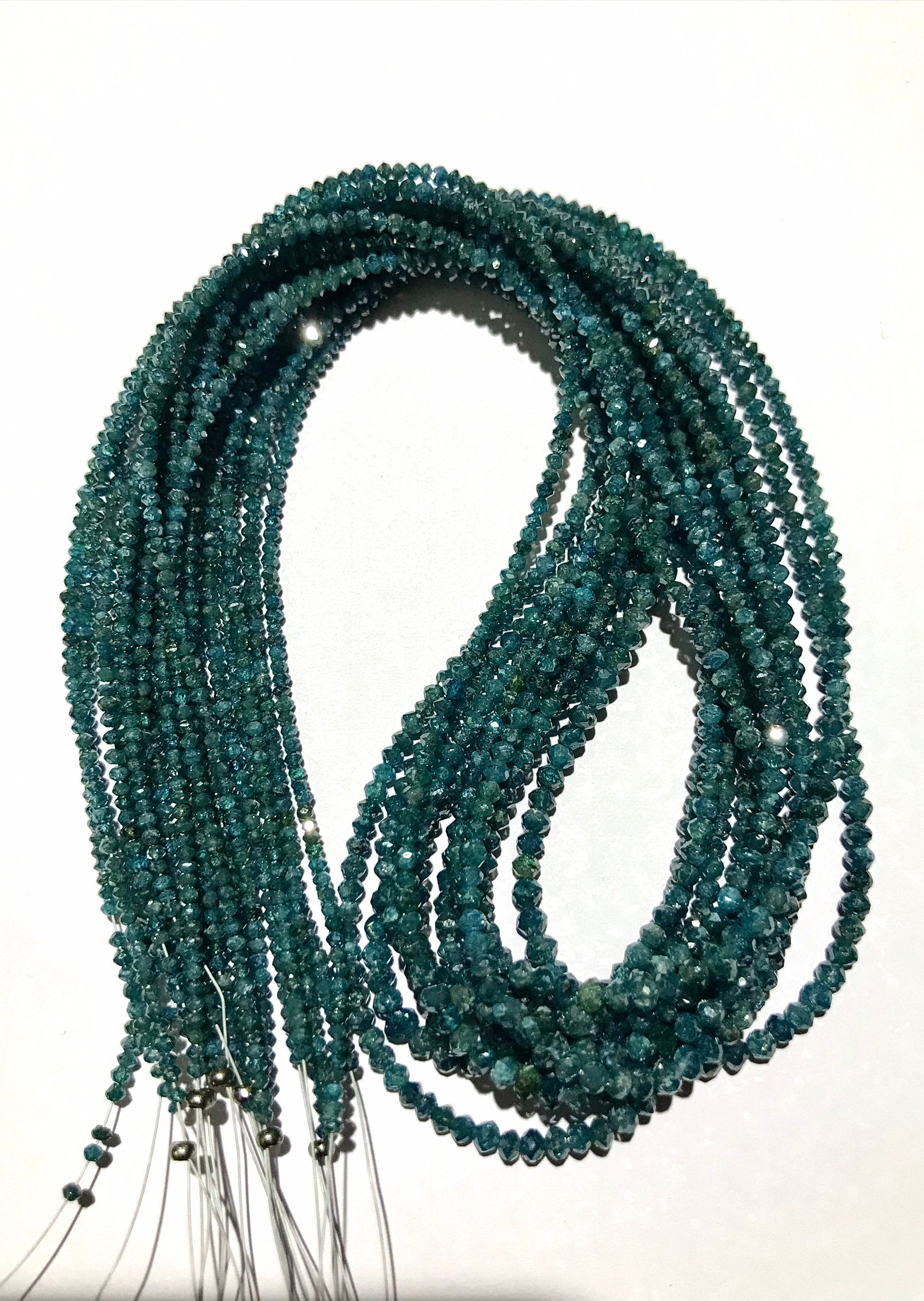 Certified~blue Diamond~aaa++ Blue Diamond Beads 100% Natural Blue Diamond Rondelles Sparkling Blue Diamond 16” Strand Wholesale Diamond Bead