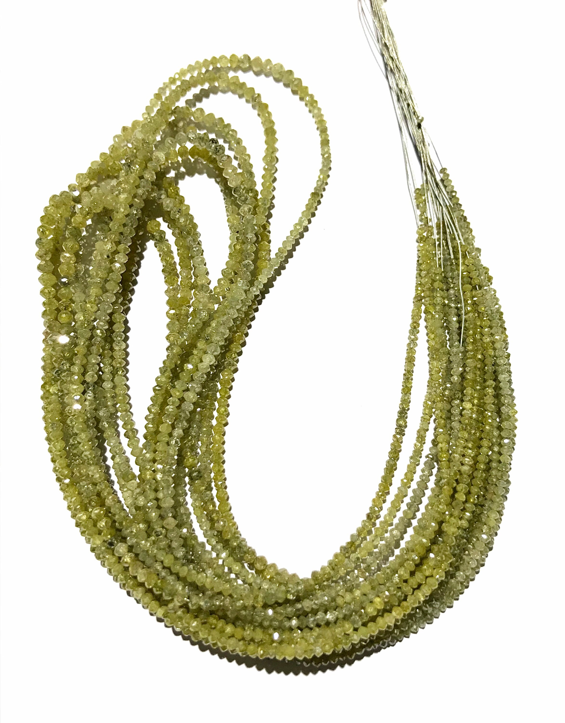 Certified~light Shade Diamond Beads~aaa++ Light Yellow Diamond Beads 100% Natural Diamond Rondelles Sparkling Yellow Diamond 16” Strand Rare
