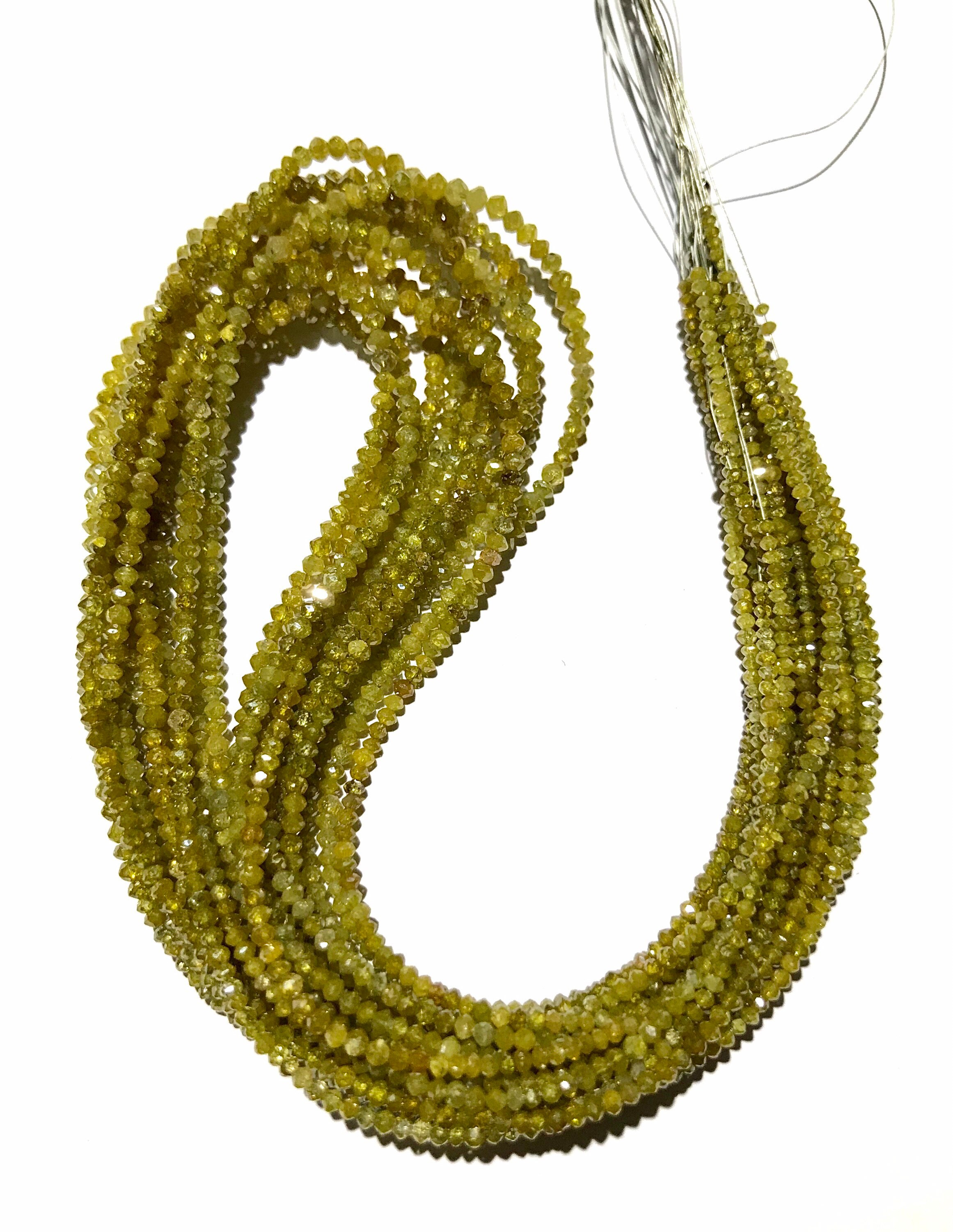 Certified~yellow Diamond~aaa++ Dark Yellow Diamond Beads 100% Natural Diamond Rondelle Sparkling Yellow Diamond 15” Strand Wholesale Diamond
