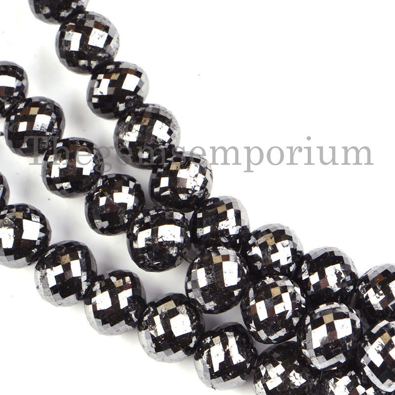 Super Top Quality Black Diamond  6.5-8.5mm Rondelle Beads, Black Diamond Beads, Diamond Beads, Natural Diamond Beads, Precious Black Diamond