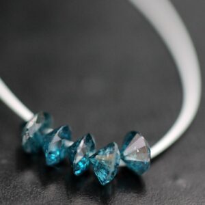 0.41 Ct 2.5mm Blue Solitaire Diamond, 0.3mm Center Drilled Solitaire Diamond, 5 Pcs Diamond Round Brilliant Cut Loose Diamonds - Pdd345
