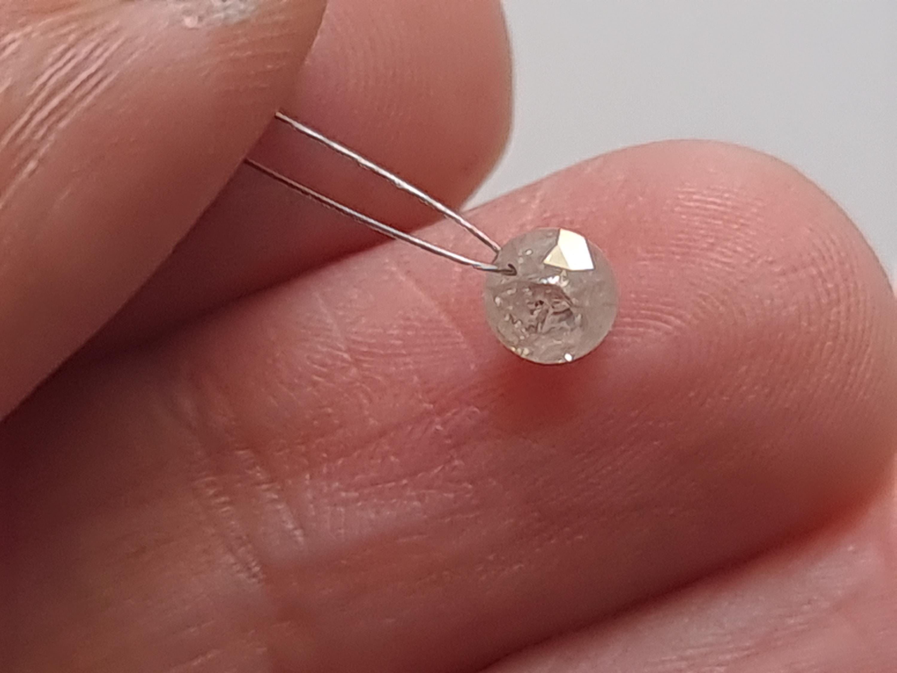 4.3mm White Drilled Round Brilliant Cut Diamond Loose, Front Drilled Solitaire Cut Diamond Charm For Jewelry, Chain It And Wear It - Pdd703
