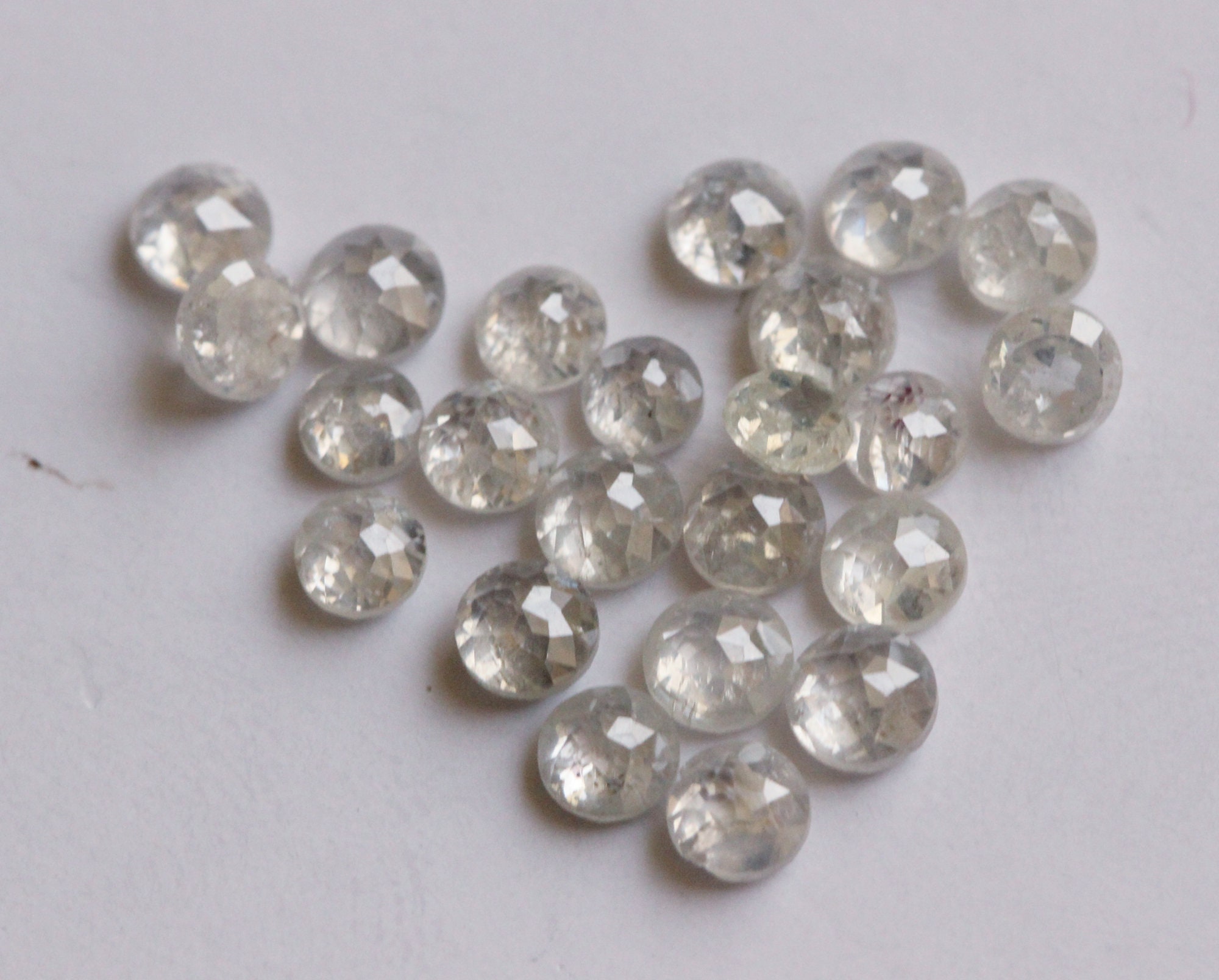 Clear White Rose Cut Diamond Cabochons, 2.3-2.7mm Rare Round Flat Back Rose-cut Diamond For Engagement Ring/jewelry (1pcs To 2pcs) - Pdd320