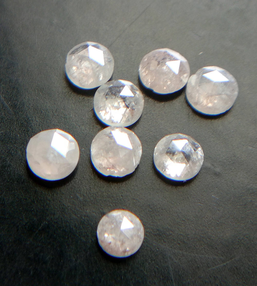 Conflict Free White Rose Cut Diamond Cabochons, 2.4-2.9mm Rare Round Flat Back Rose-cut Diamond For Wedding Ring/jewelry (2pcs) - Ddp186