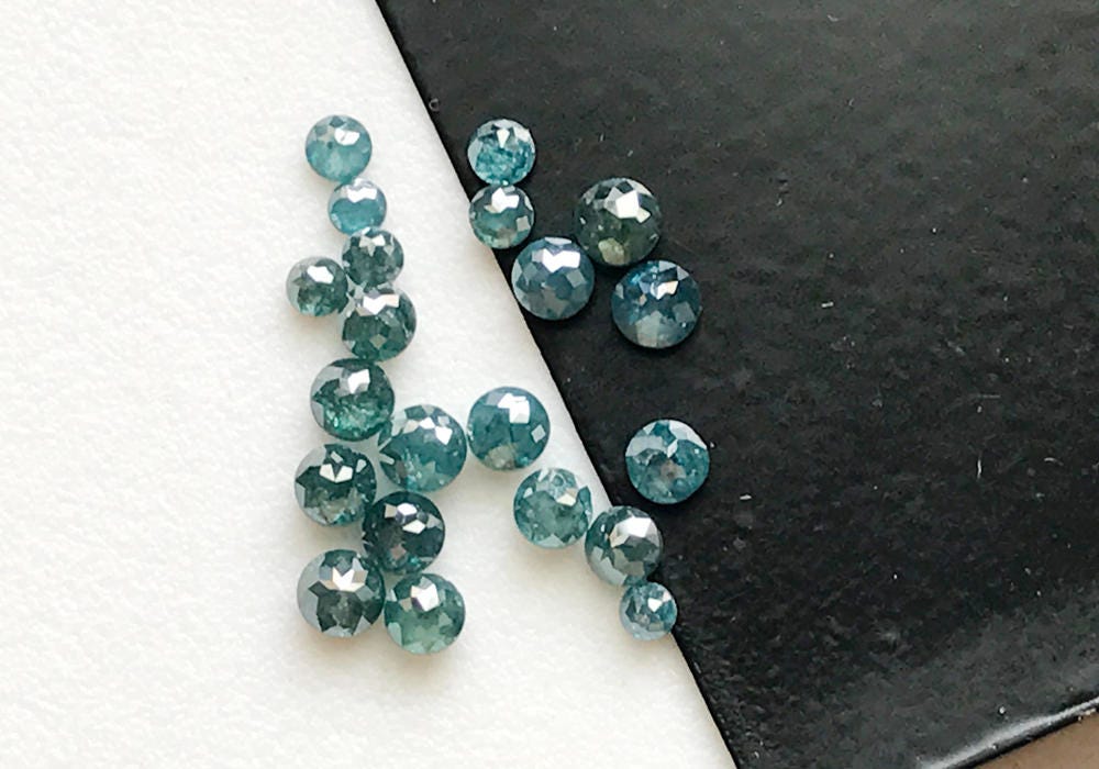 Natural Blue Rose Cut Diamond Cabochons, 2.5-2.8mm Rare Round Flat Back Rose-cut Diamond For Engagement Ring/jewelry (1pcs To 10pcs) - Ddp5a