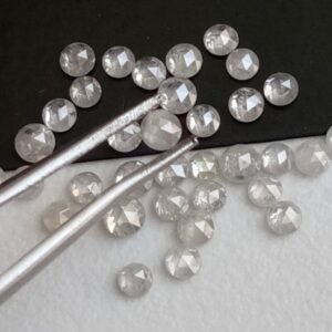 Natural Light Gray Rose Cut Diamond Cabochons, 2.5-3.5mm Rare Round Flat Back Rose-cut Diamond For Engagement Ring/jewelry Making - Puspd177