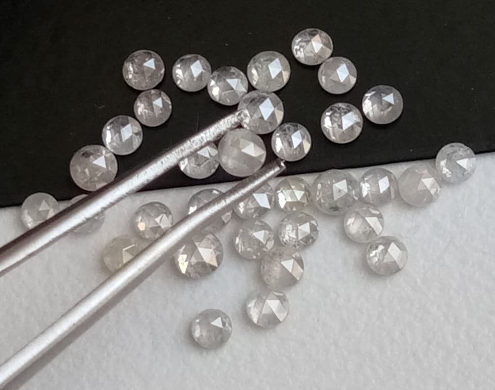 Natural Light Gray Rose Cut Diamond Cabochons, 2.5-3.5mm Rare Round Flat Back Rose-cut Diamond For Engagement Ring/jewelry Making - Puspd177 Natural Light Gray Rose Cut Diamond Cabochons, 2.5-3.5mm Rare Round Flat Back Rose-cut Diamond For Engagement Ring/jewelry Making - Puspd177