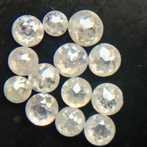 Natural White Gray Rose Cut Diamond Cabochons, 2.5-3.5mm Rare Round Flat Back Rose-cut Diamond For Wedding Ring/jewelry (3pcs) - Puspd68