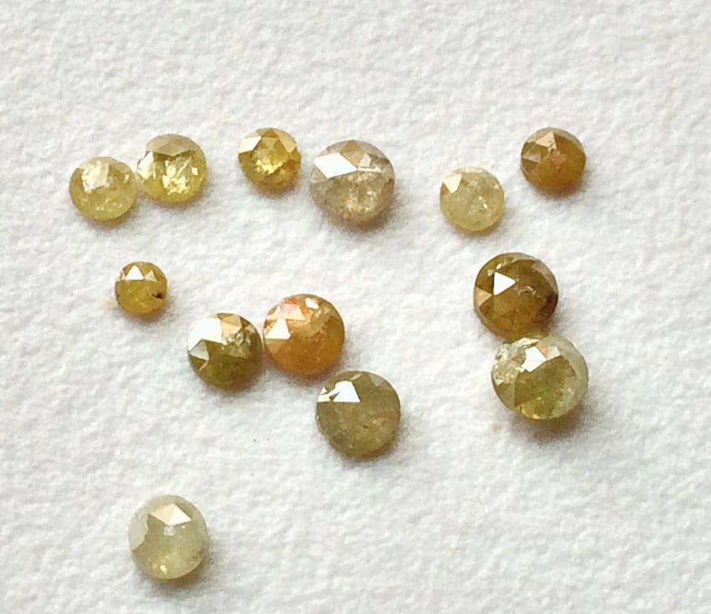 Natural Yellow Rose Cut Diamond Cabochons, 2.5-3mm Rare Round Flat Back Rose-cut Diamond For Wedding Ring/jewelry (2pcs To 8pcs) - Vic568