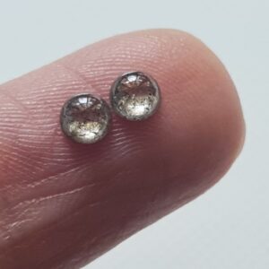 Salt And Pepper Round Polished Diamond Cabochon, Matched Pair Plain Flat Back Diamond For Studs / Earrings / Jewelry 2 Pcs 3.9mm - Pdd587 Salt And Pepper Round Polished Diamond Cabochon, Matched Pair Plain Flat Back Diamond For Studs / Earrings / Jewelry 2 Pcs 3.9mm - Pdd587