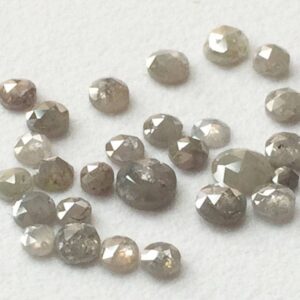 White Grey Diamond, 2-2.5mm Natural Diamond, Round Rose Cut Flat Back Cabochon Facet Light Grey Diamond For Jewelry (2pc To 10pc)-vicpa5062